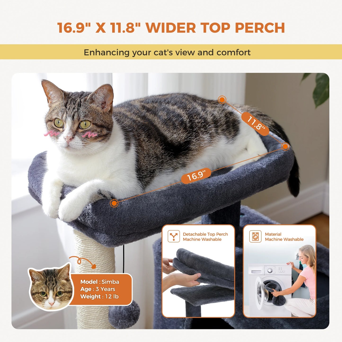 31.5" Modern Cat Tree Tower with Dual Large Condos for Kitten & Medium Size Cat Dark Gray